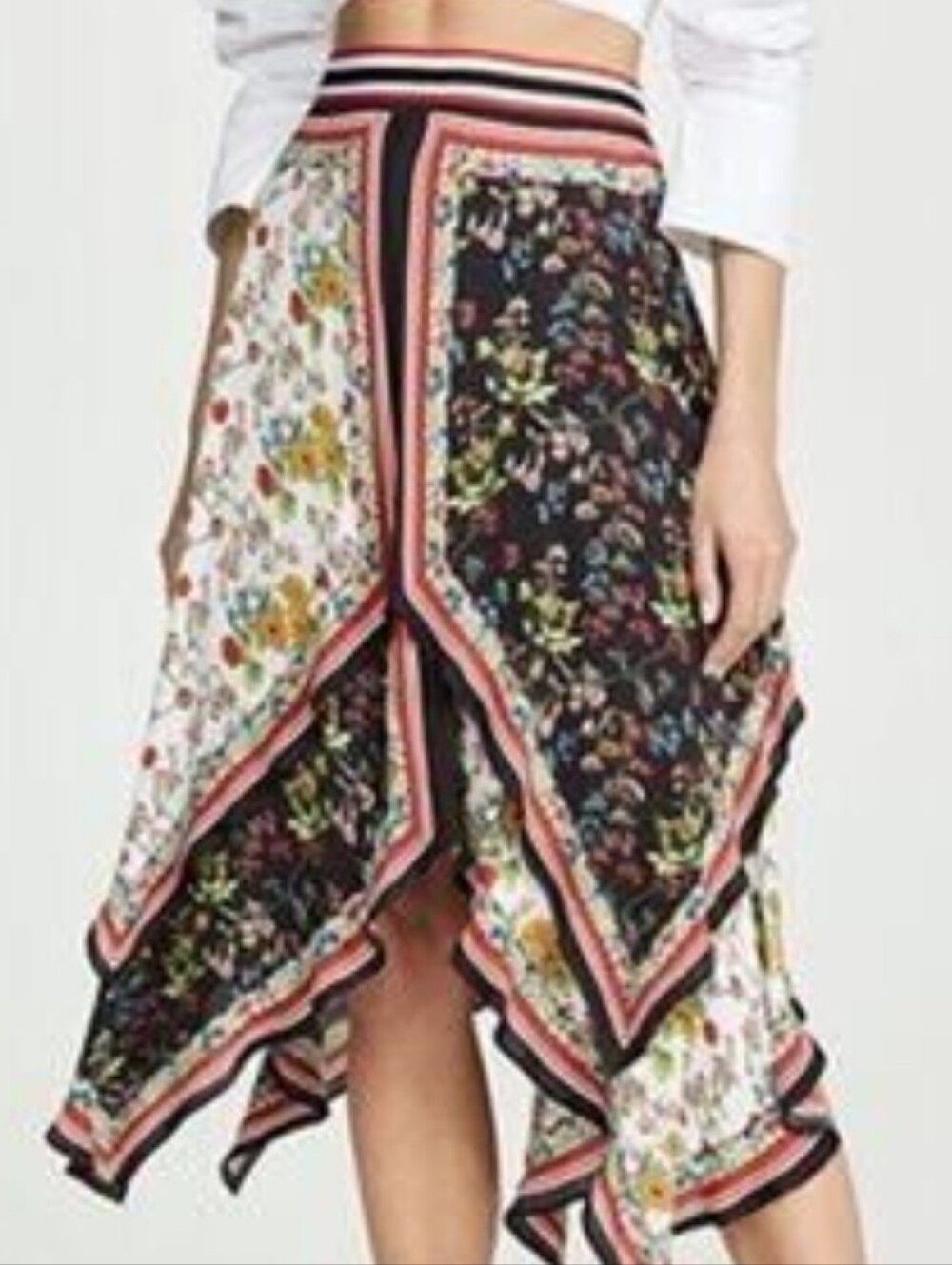 Alice + Olivia Floral Mixed-Panel Skirt